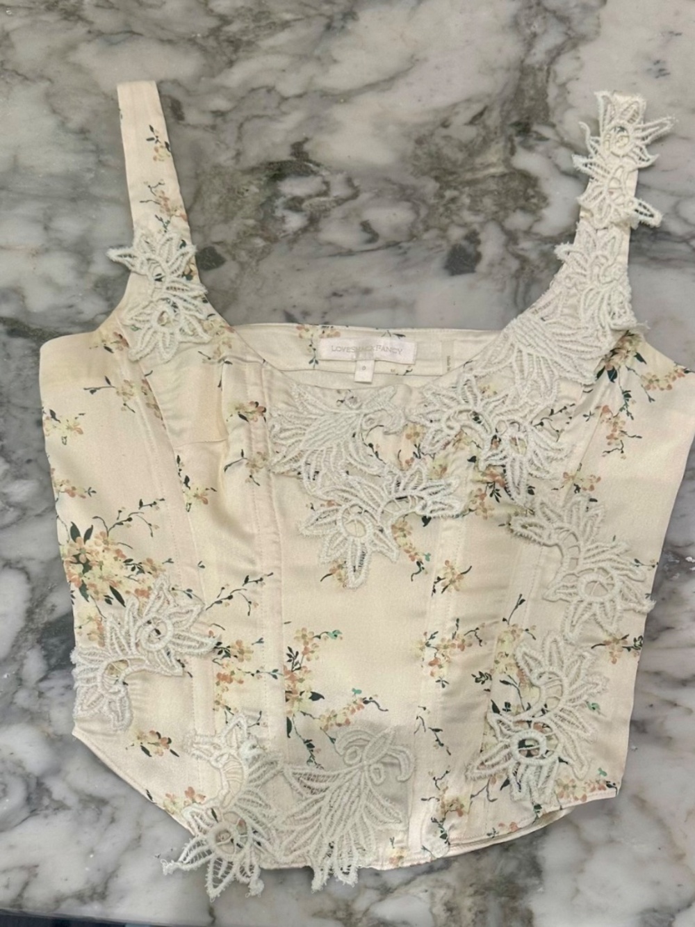 LoveShackFancy Mori Bustier Top Canary Yellow - Picture 5 of 8
